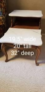 lot 12 image: 60s Marble Top Tiered Side Table