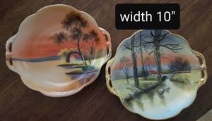 lot 42 image: Noritake Hand Painted Handled Plates, Lot of 2