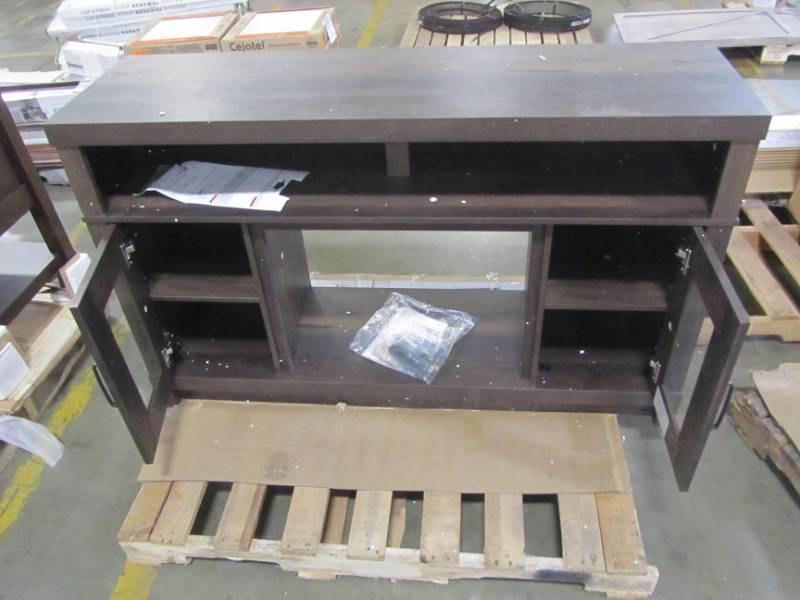 lot 60 image: Home Decorators Collection Ashmont 54 in. Freestanding Electric Fireplace TV Stand in Gray Oak WSFP54HD-31