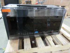 lot 200 image: Samsung 2.1-cu ft Over-the-Range Microwave with Sensor Cooking (Fingerprint-Resistant Black Stainless Steel) 30 X 16 14 X 16 34 Tall. ME21M706BAG