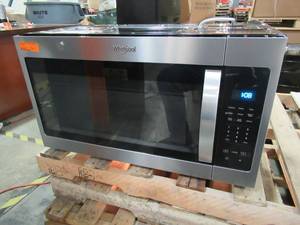lot 201 image: Whirlpool 1.7-cu ft Over-the-Range Microwave (Stainless Steel) 30 X 15 34 X 17 Tall. WMH31017HZ - Missing Plate