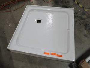 lot 208 image: Delta Corner 36 X 36 X 5 12 Shower Pan. in White.