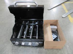 lot 239 image: Char-Broil Advantage Black 4-Burner Liquid Propane Gas Grill 463343819 - Missing Grates, Warming Rack, ignition and Some Parts to the Stand.