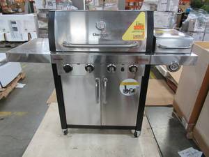 lot 240 image: Char-Broil Commercial TRU-Infrared StainlessBlack 4-Burner Liquid Propane Gas Grill with 1 Side Burner 463242716