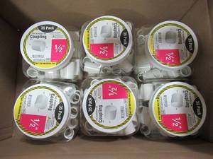 lot 285 image: Case of 6 (35 Pack) Charlotte Pipe 12 PVC Coupling 2100, SCH.40 - 210 Total