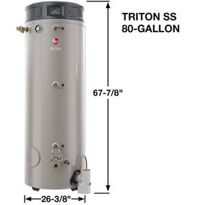lot 2A image: Rheem 80 Gal. Commercial Triton Premium Heavy Duty High Efficiency 160K BTU Liquid Propane ASME Tank Water Heater GHE80SS-160A LP