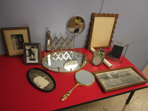 lot 149 image: VANITY HAND MIRROR AND TRAY, IKEA EXTENSION MIRROR, PICTURE FRAMES