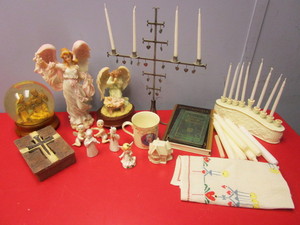 lot 171 image: NATIVITY SNOW GLOBEMUSIC BOX, SERAPHIM CLASSICS ANGEL FIGURINES, LENOX FIGURINE, MORE