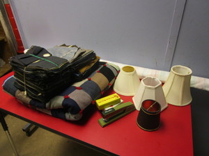 lot 176 image: QUILT, ASSORTED FABRIC SQUARES, MORE