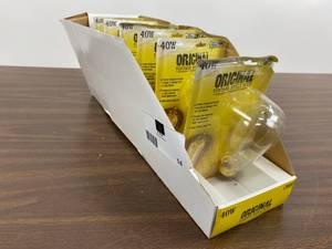 lot 14 image: Lot of 6 FEIT 40W Equivalent ST19 Dimmable Incandescent Amber Glass Vintage Edison Light Bulb With Cage Filament Soft White