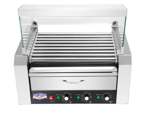 lot 47 image: Great Northern 9-Hot Dog 124 sq. in. Stainless Steel Hot Dog Roller Grill with Bun Warmer and Cover