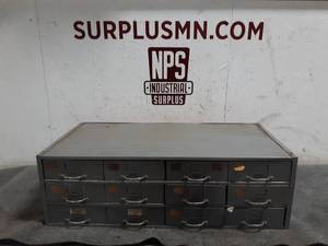 lot 12 image: 12-Drawer Parts Bin, Full of Bolts and Hardware - 34 x 17-12 x 10-34