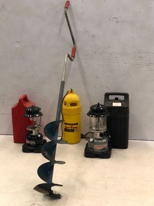 lot 7 image: Gas Lanterns, Minnow Bucket, Ice Auger