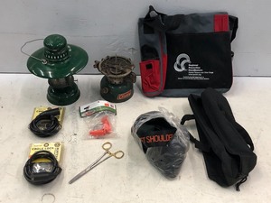 lot 21 image: Camp Lantern & Burner, Body Harness, Bags, Etc