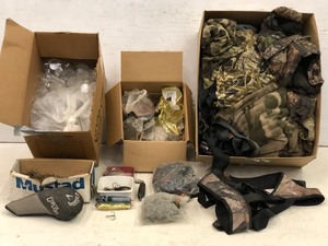 lot 61 image: Assorted Hunting Clothes, Tackle Supplies, Etc