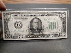 lot 184 image: 1934 A Five Hundred Dollar Federal ...