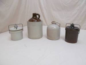 lot 32 image: vintage stoneware crocks