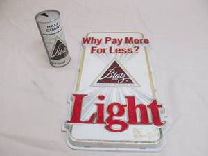 lot 38 image: vintage Blatz can , vintage Blatz wall decor