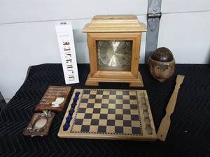 lot 43 image: Hand Made Clock, Wood Games, More