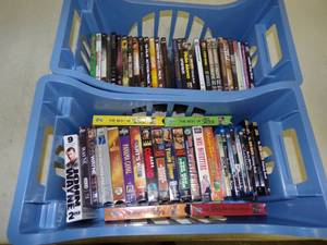 lot 27 image: VHS and DVD Movies with 2 Plastic totes