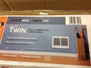 Cadet Com-Pak Twin 4,000-Watt 240-Volt Fan-Forced In-Wall Electric Heater in White in good condition