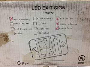 Progress Lighting Thermoplastic LED Exit Sign with Red Letters not used