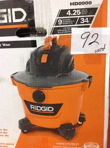 Ridgid 9 Gal. 4.25-Peak HP NXT WetDry Shop Vacuum with Filter, Hose and Accessories USED in good condition