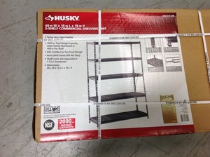 Husky 18 in. D x 48 in. W x 78 in. H 5-Shelf Steel and Resin Commercial Shelving Unit in Black not used