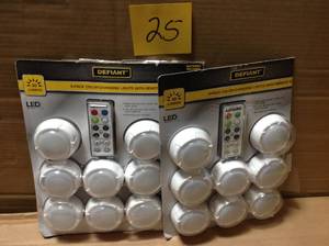 lot 25 image: Lot of 2 Defiant LED 30 Lumen Puck Lights  open pkgs in good condition