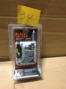 lot 34 image: BLACKDECKER 120 Power Inverter with USB  in good condition