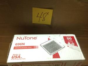 lot 48 image: NuTone 50 CFM WallCeiling Mount Bathroom Exhaust Fan in good condition