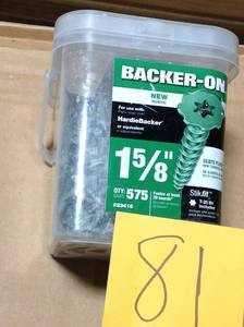 lot 81 image: Backer-On #9 x 1-58 in. Serrated Head Star Drive Cement Board Screws not used