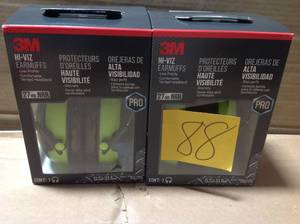 lot 88 image: Lot of 2 3M Pro Series Hi-Viz Earmuffs not used