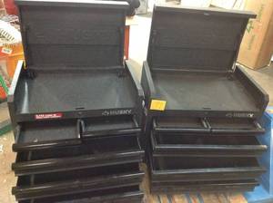 lot 99 image: Lot of 2 Husky 26 in. W 5-Drawer Tool Chest in Textured Black  some damage review pictures