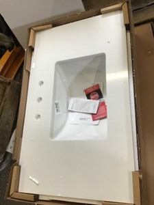 lot 104 image: Home Decorators 37 in. W x 22 in. D Engineered Marble Vanity Top in Snowstorm with White Single Trough Sink
