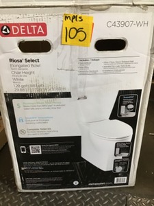 lot 105 image: Delta Riosa 2-piece 1.28 GPF Single Flush Elongated Toilet in White