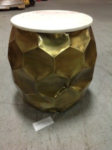lot K3 image: Stomp Brass and Marble Round End Table by  Steve Silver Company not used