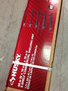 lot P2 image: Husky 18 in. D x 48 in. W x 78 in. H 5-Shelf Steel and Resin Commercial Shelving Unit in Black not used