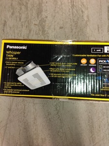 lot P10 image: Panasonic WhisperThin Pick-A-Flow 80 or 100 CFM Exhaust Fan with LED Light Low Profile Ceiling or Wall and 4 in. Oval Duct Adapter NOT USED