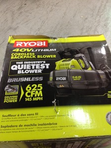 lot P6 image: RYOBI 145 MPH 625 CFM 40-Volt Lithium-Ion Cordless Backpack Blower 5 Ah Battery and Charger Included IN GOOD CONDITIONS