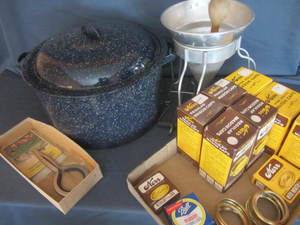 Enamel Canner, Food Mill, Rings & Lids