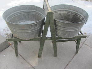 Galvanized Washtubs & Stand