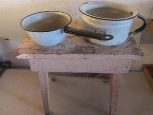 Vintage Bench, Enamelware