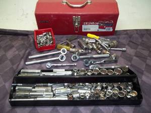 lot 43 image: Tool Box with Sockets and Ratchets