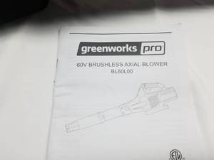 lot 11 image: Greenworks Pro 60-Volt Max Lithium Ion 540-CFM Brushless Cordless Electric Leaf Blower With Charger No Battery