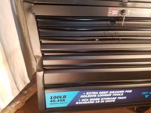 lot 1 image: Kobalt 41-in W x 63.4-in H 12 Ball-bearing Steel Tool Chest Combo (Black) damaged see pics