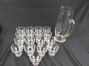 lot 29 image: Lot of Small Glasses and Glass Pitcher