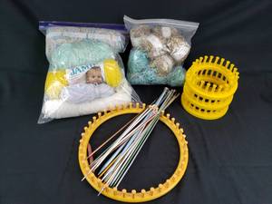 lot 49 image: Knitting Supplies, Yarn, Round Looms, Needles