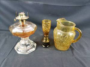 lot 78 image: Oil Lamps and Pitcher