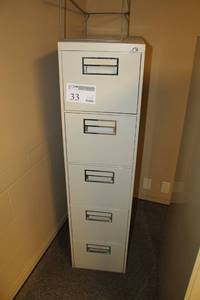 lot 33 image: Steelcase Metal File Cabinets 5-Locking Drawer